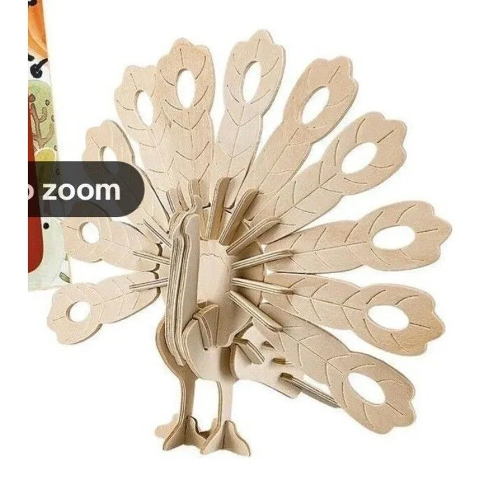 Owl 🦉 & Peacock 🦚 Robotime 3D Wooden Puzzles Lot of 2 BRAND NEW Paintable 🖌️